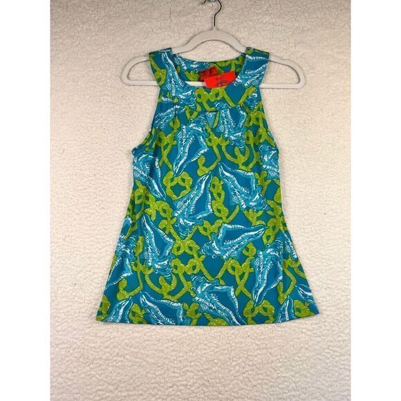 NWT TRACY NEGOSHIAN Green Blue Seashell Rope A Line Dress Sleeveless Size Small‎ - Picture 1 of 7